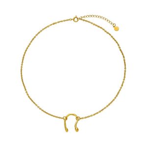 18K Gold Mini Wishbone Chain Bracelet On A 14K Chain  | Womens Bracelets