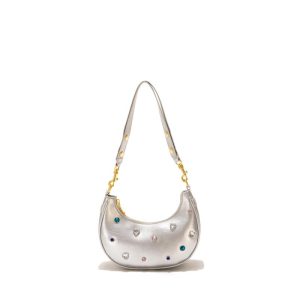 Bracelet Xl Hobo Bag In Leather With Studs  | Womens Shoulder Bags