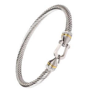 Cable Buckle Bracelet With 18K Gold In Silver, 4Mm, Size S  | Womens Bracelets