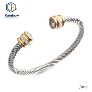 Cable Station Bracelet In Silver With 18K Gold, 4Mm  | Womens Bracelets