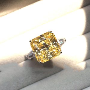 Canary Cubic Zirconia Cushion Ring, 8.75 Tcw  | Womens Rings