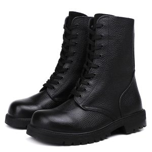 Clean Metallic Leather Combat Booties  | Womens Boots