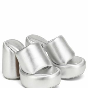 Cloudy Vegan Metallic Platform Slide Sandals  | Womens Sandals