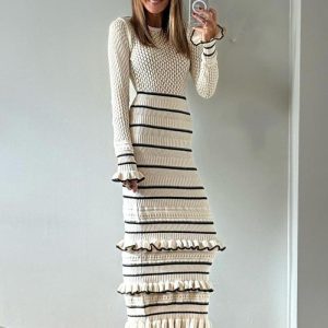 Fringe-Trim Tweed Midi Dress  | Womens Dresses