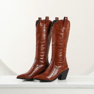 Kaia Croco Knee Boots  | Womens Boots