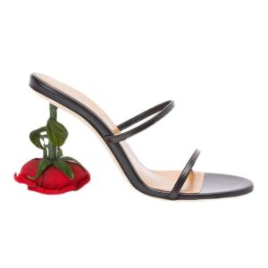 Leather Two-Band Knot Slide Sandals  | Womens Pumps & Heels