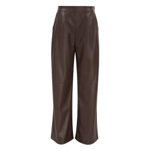 Natural-Washed Shiny Leather Pleated Pants  | Womens Pants & Shorts