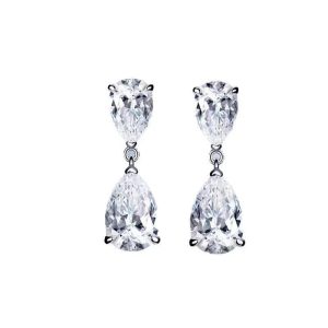 Pear Cubic Zirconia Drop Earrings  | Womens Earrings