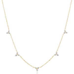 3-Diamond Cluster 5-Station Necklace  | Womens Diamonds